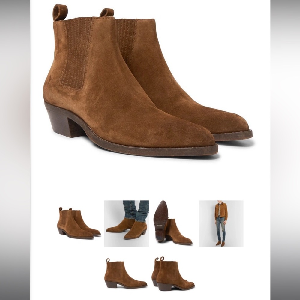 Saint Laurent chestnut suede Dakota Chelsea Boots size 39 (US 6) - Picture 9 of 9